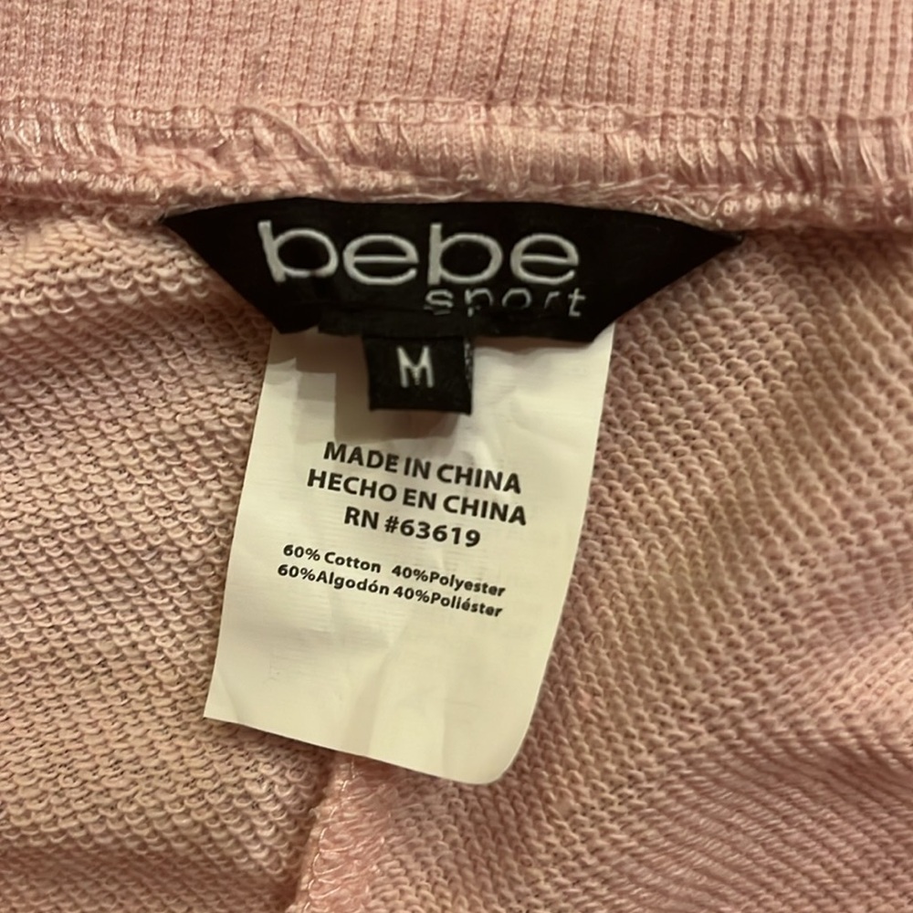 NWT Bebe Sport Shorts in Pink Parfait with Iridescent Side Logo Size M - Picture 3 of 5